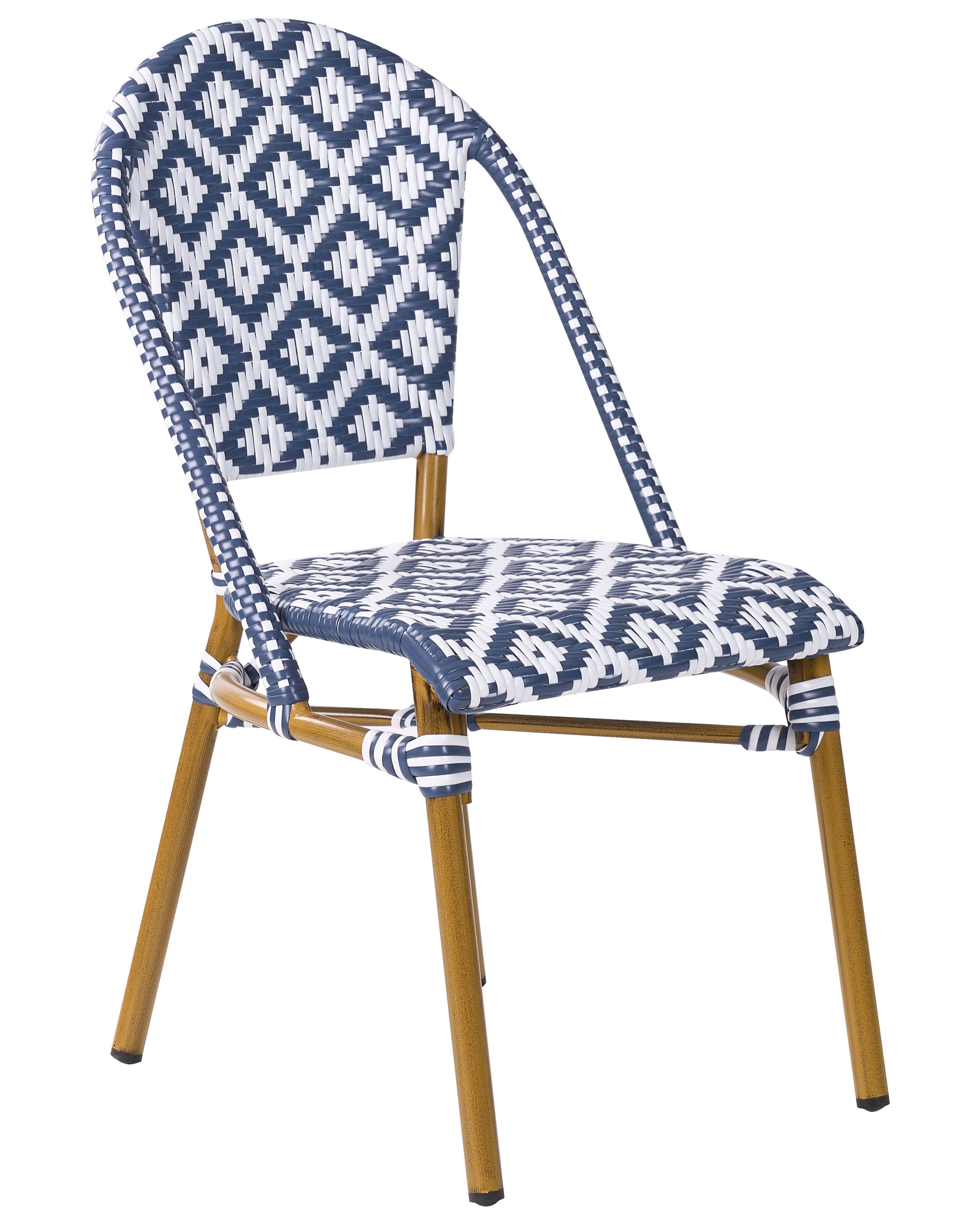 Zestaw ogrodowy stół i 4 krzesła wzór niebiesko-biały RIFREDDO