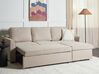 Left Hand Fabric Corner Sofa Bed with Storage Beige NESNA_912749