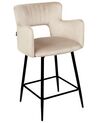 Set of 2 Velvet Bar Chairs Taupe SANILAC_912728