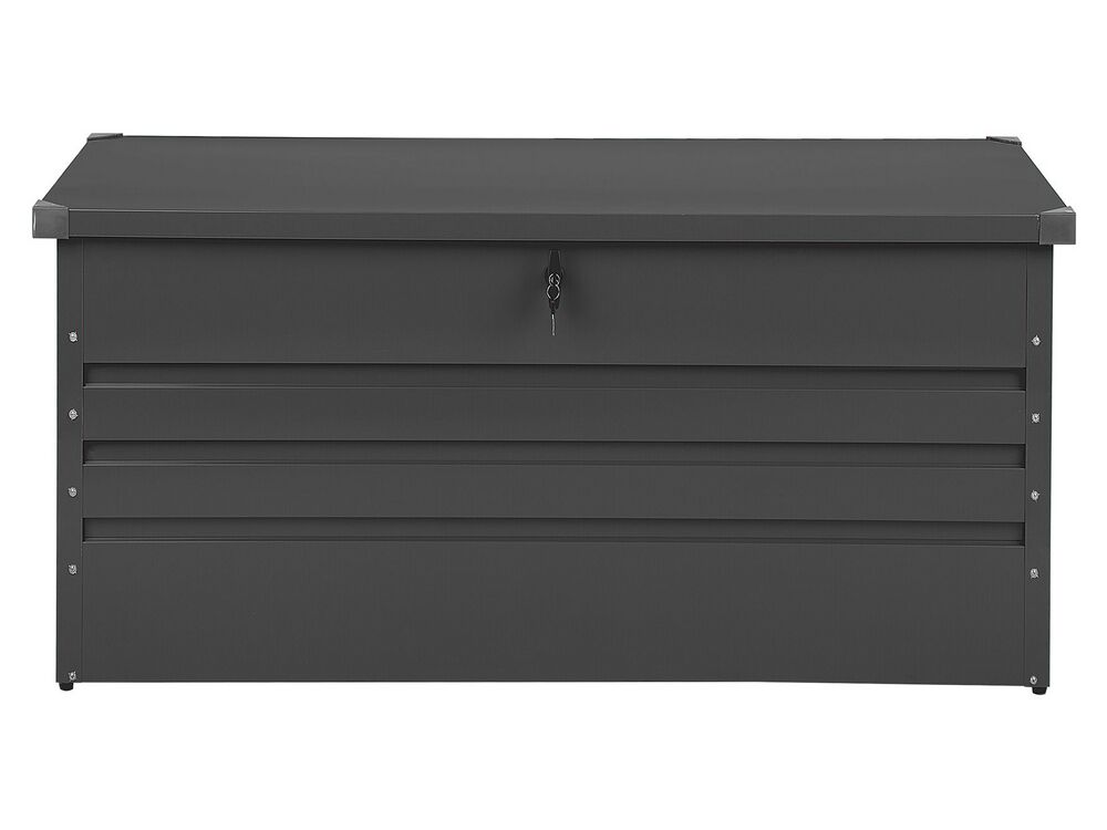 Garden Storage Box 132 x 62 cm Dark Grey CEBROSA Beliani.co.uk