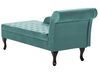 Chaise longue met opbergruimte fluweel groenblauw rechtszijdig PESSAC_882026