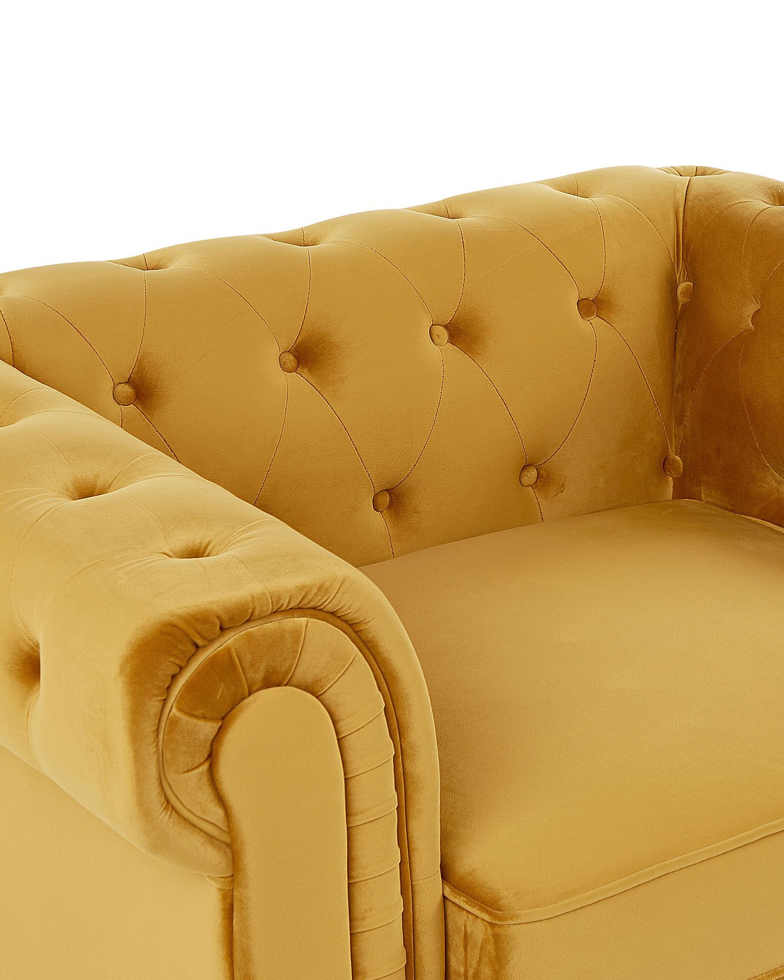 Fotel welurowy żółty CHESTERFIELD