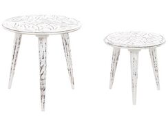 Sivupöytäsetti mangopuu luonnonvalkoinen 2 kpl CHANDRA