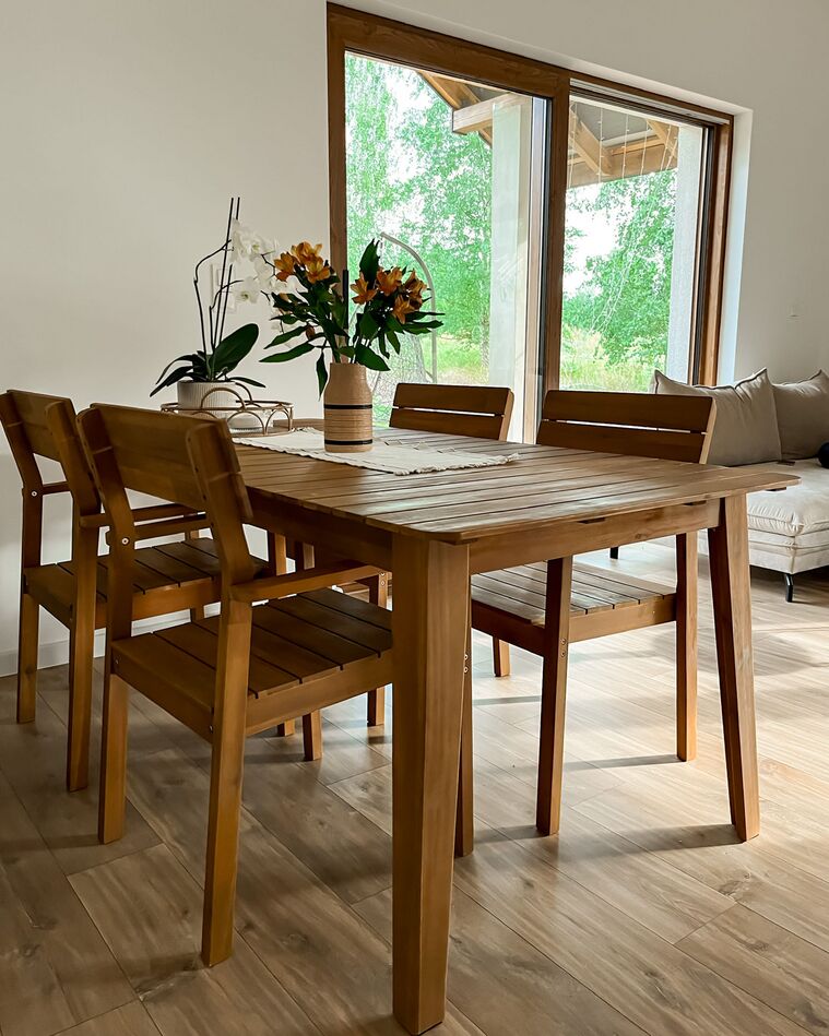 Beliani Tavolo Da Giardino Estensibile In Legno Di Acacia – 8 Posti – 180/240 X 100 Cm – Con Foro Ombrellone – Finitura Oliata - 5