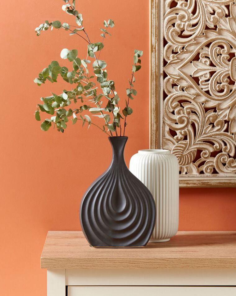 Dekorativ vase 25 cm svart THAPSUS_734338