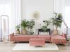 Left Hand Modular Velvet Sofa with Ottoman Pink ABERDEEN_750055