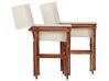 Conjunto 2 cadeiras madeira escura e 2 lonas creme e padrão folha de oliveira CINE_819086