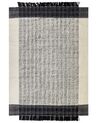 Teppich Wolle schwarz / cremeweiß 160 x 230 cm Kurzflor KETENLI_850116
