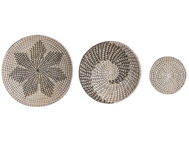 Set of 3 Seagrass Wall Decor Light CANTHO