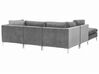Right Hand 4 Seater Modular Velvet Corner Sofa with Ottoman Grey EVJA_789091