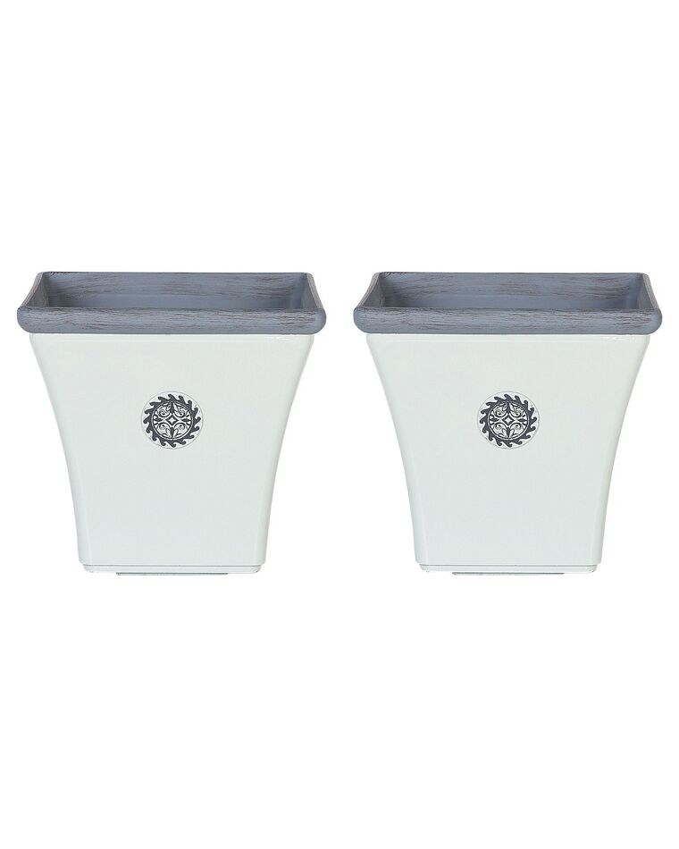 Conjunto de 2 vasos para plantas em pedra branca 32 x 32 x 31 cm ELATEIA_860215