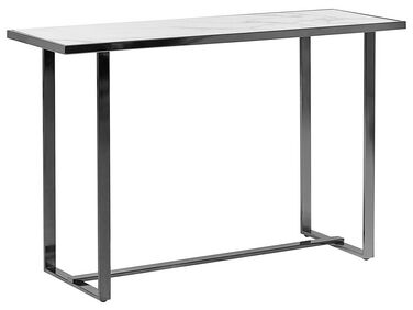 Glass Top Console Table Marble Effect White with Silver PLANO