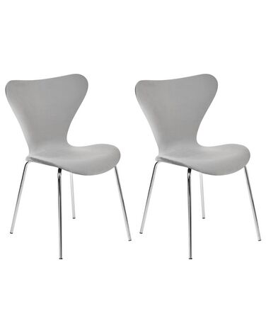 Conjunto de 2 cadeiras de jantar em veludo cinzento claro e prateado BOONVILLE