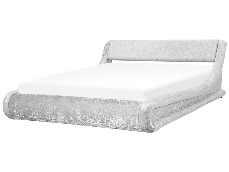 Velvet EU Super King Size Ottoman Bed Silver AVIGNON Beliani.co.uk