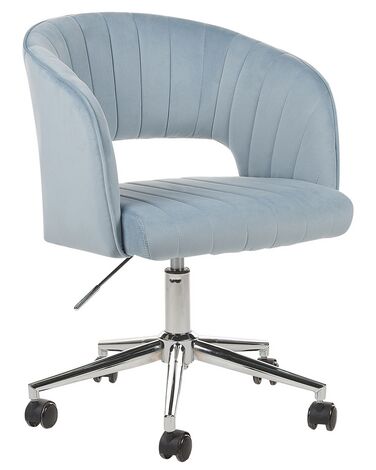 Chaise de bureau en velours bleu clair KATONAH