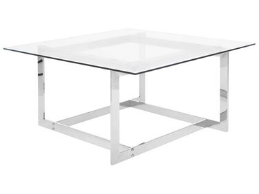 Glass Top Coffee Table Silver CRYSTAL