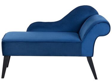 Mini chaise longue en velours bleu côté droit BIARRITZ