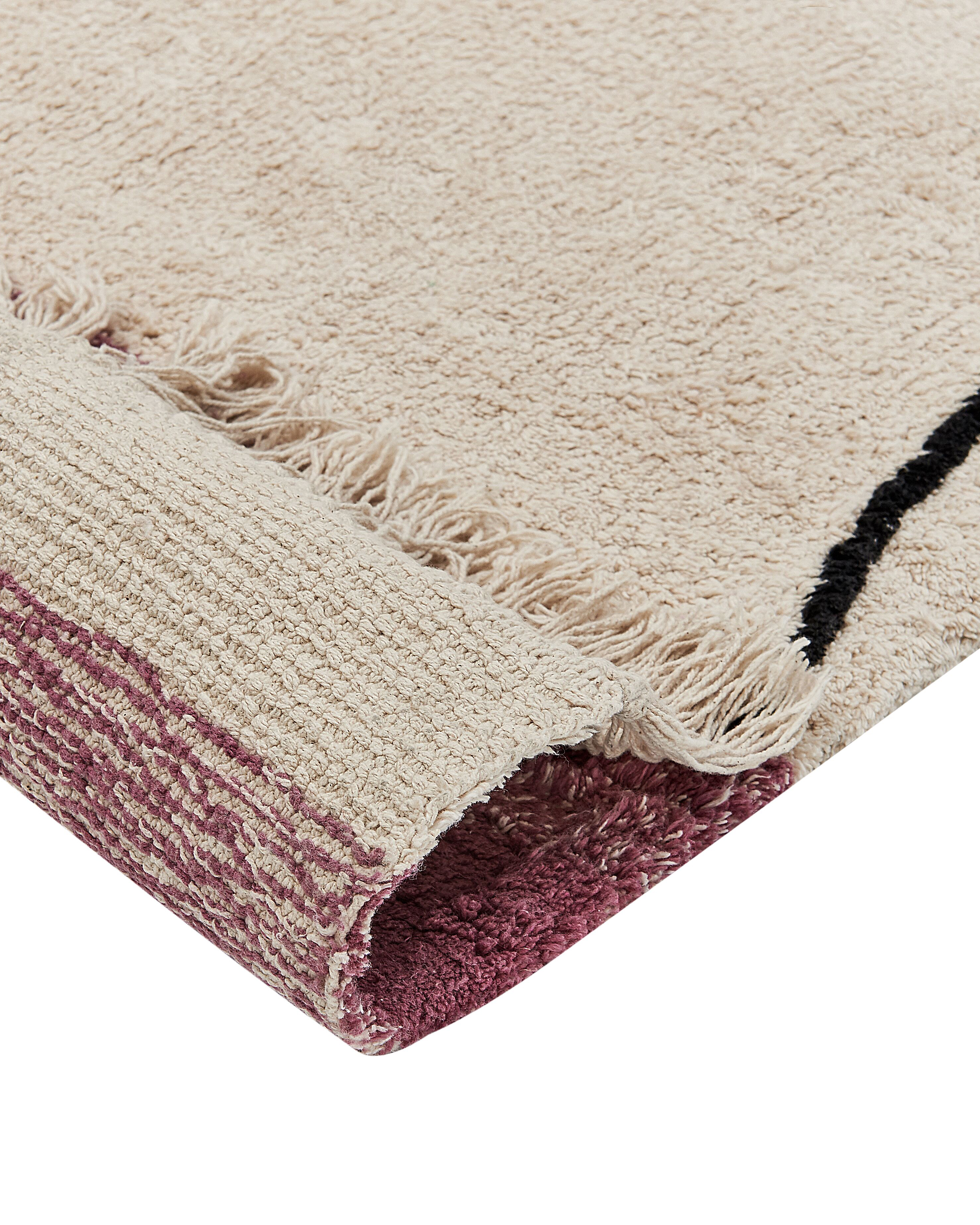 Cotton Area Rug 160 x 230 cm Beige and Pink AFSAR_839976