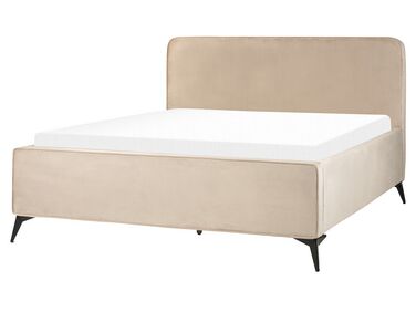 Zamatová posteľ 160 x 200 cm sivobéžová VALOGNES