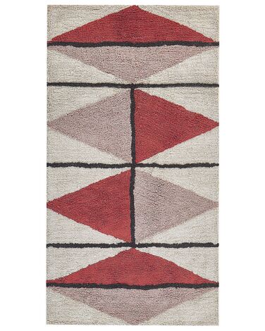Teppich Baumwolle 80 x 150 cm mehrfarbig geometrisches Muster Kurzflor PURNIA