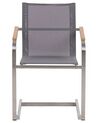 Conjunto de 4 sillas de jardín de poliéster/acero inoxidable gris/plateado COSOLETO_818441