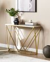 Console Table Marble Effect White with Gold HAZEN_873121