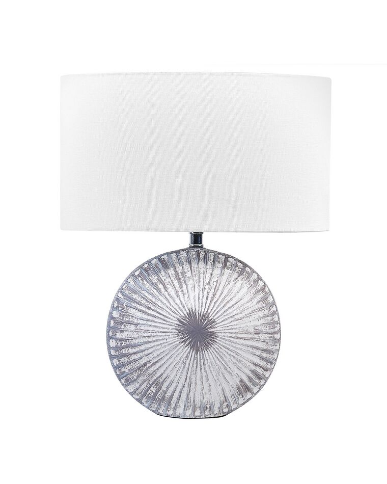 Lámpara de mesa de cerámica/lino gris/blanco 40 cm YUNA_843072