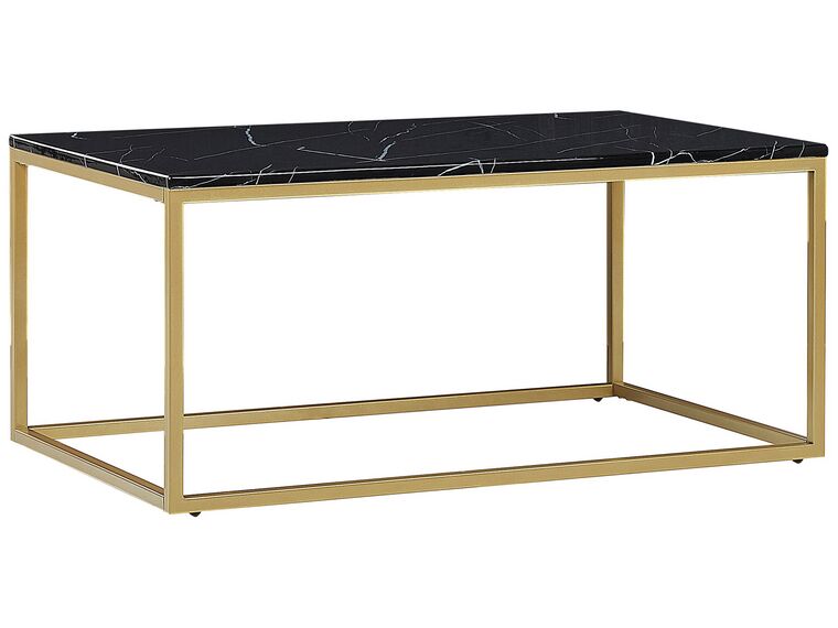 Tavolino da caffè effetto marmo nero e oro 100 x 60 cm DELANO_791617