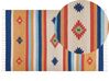 Kelim Teppich Baumwolle mehrfarbig 140 x 200 cm geometrisches Muster Kurzflor TARONIK_869887