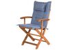 Conjunto de 2 sillas de jardín de madera con cojines azules MAUI_755757