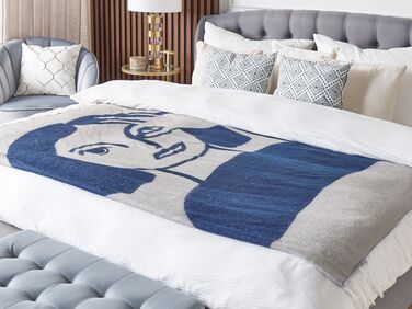 Blanket 130 x 170 cm Beige and Blue HALEDE