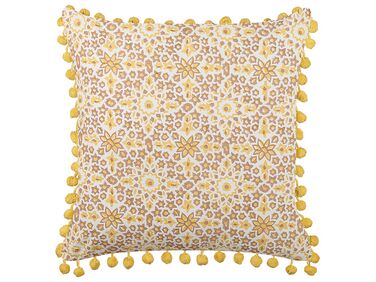 Bawełniana poduszka dekoracyjna w kwiaty wzór 45 x 45 cm żółta LYCROIS