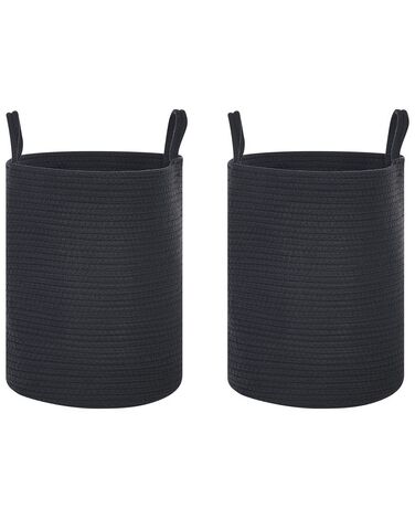 Conjunto de 2 cestas de algodón negro 39 cm SARYK