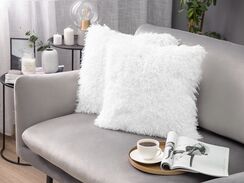 Koristetyynysetti 45 x 45 cm pörröinen valkoinen CIDE