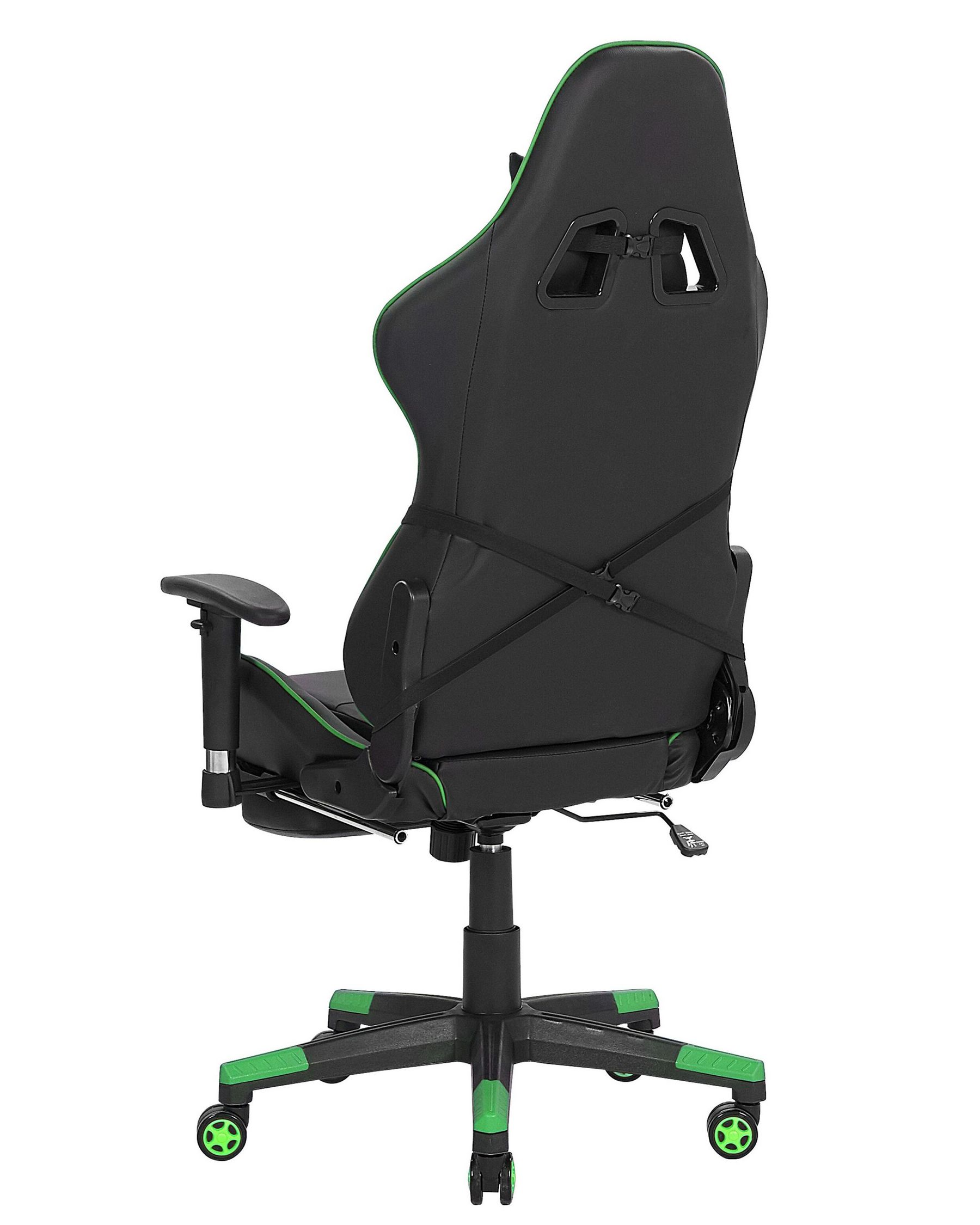 Gaming Chair Ergonomic Footrest Adjustable Armrests Black and
