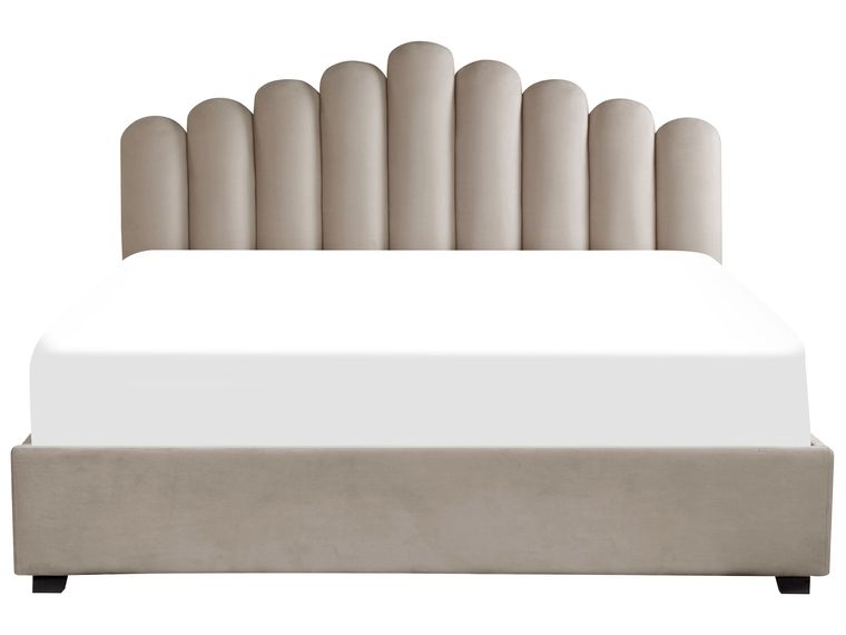 Velvet EU Super King Size Ottoman Bed Taupe VINCENNES Beliani.co.uk
