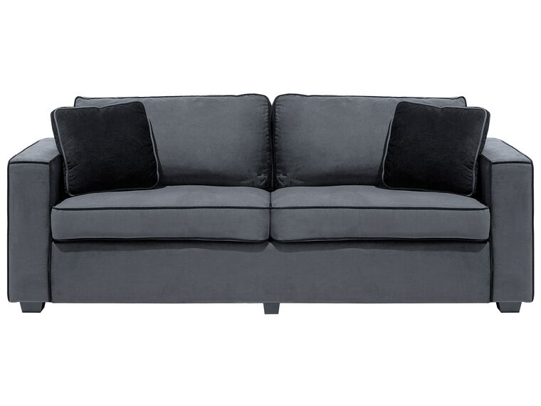 3-Sitzer Sofa Samtstoff grau / schwarz FALUN_711076