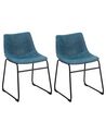 Set of 2 Fabric Dining Chairs Blue BATAVIA_725068