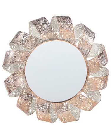 Wall Mirror ø 54 cm White with Copper MANGALORE