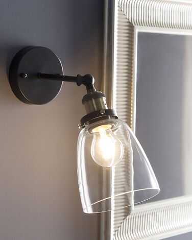 Vegglampe 2 stk glass svart/gjennomsiktig LOVAT