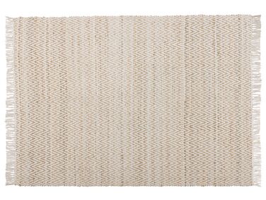 Teppich beige 140 x 200 cm ZickZack-Muster Kurzflor zweiseitig AFRIN