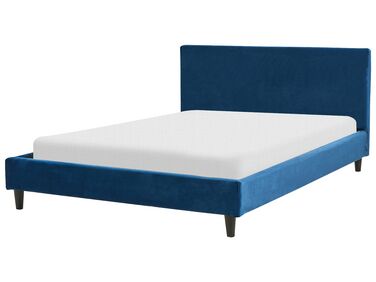 Bed fluweel donkerblauw 140 x 200 cm FITOU