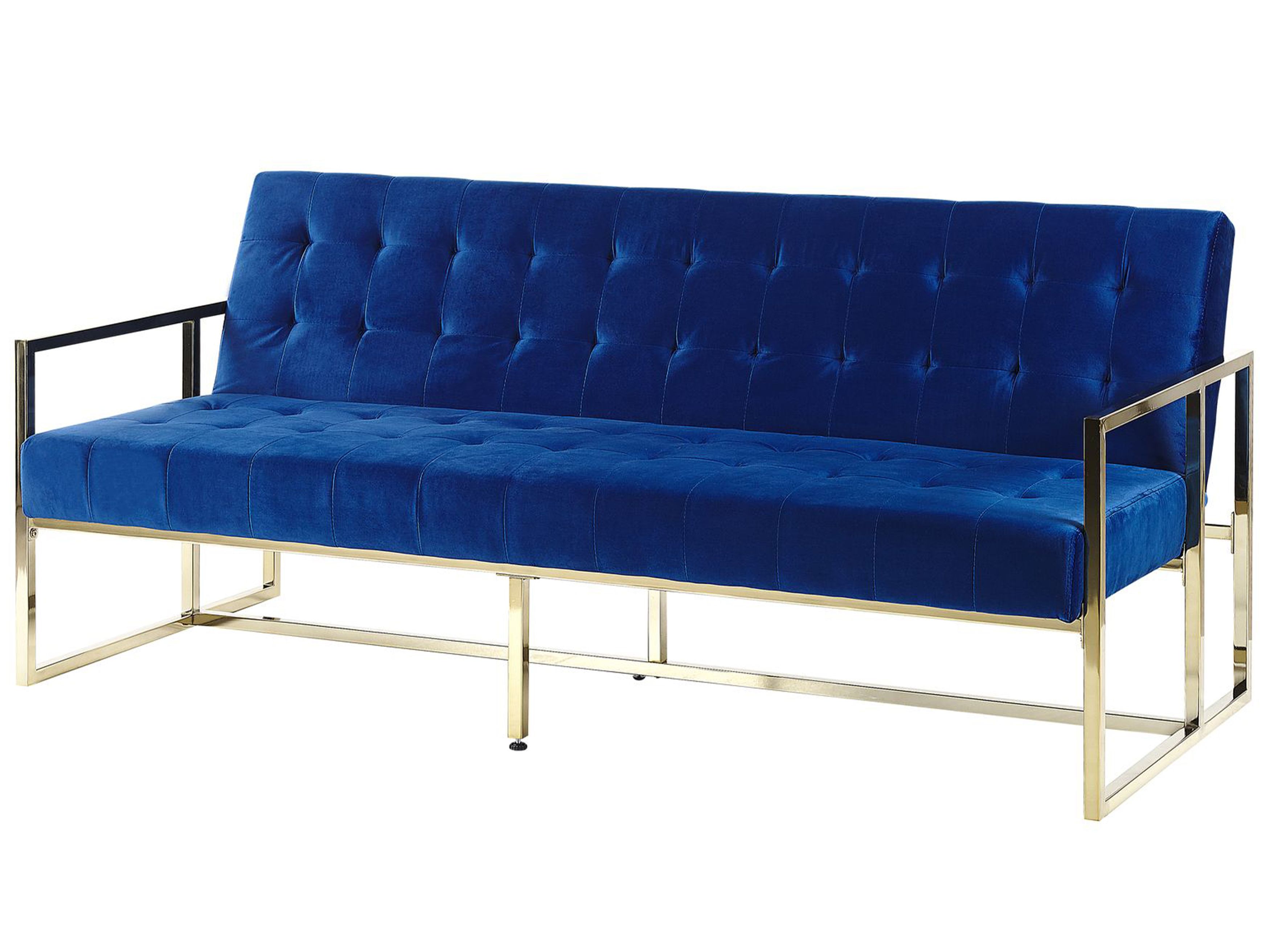 Velvet Sofa Bed Navy Blue MARSTAL Beliani.co.uk