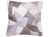 Set of 2 Leather Cushions Patchwork Pattern 45 x 45 cm Grey NEELOOR_826877