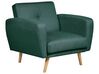 Ensemble canapés et fauteuil en tissu vert 6 places avec pouf FLORLI_905972