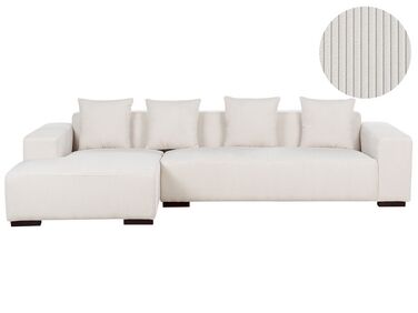 Right Hand Jumbo Cord Corner Sofa Off-White LUNGO