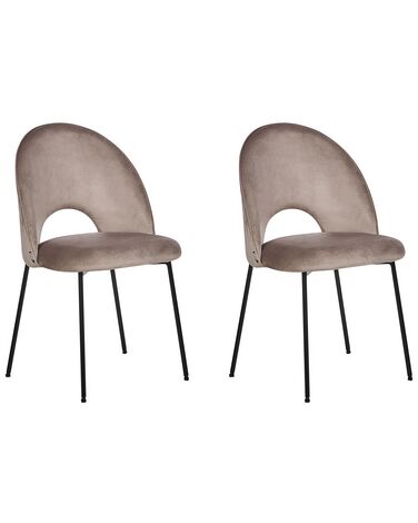 Conjunto de 2 sillas de comedor de terciopelo gris pardo COVELO