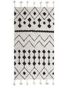 Teppich Baumwolle weiss / schwarz 80 x 150 cm geometrisches Muster Kurzflor KHEMISSET_830844