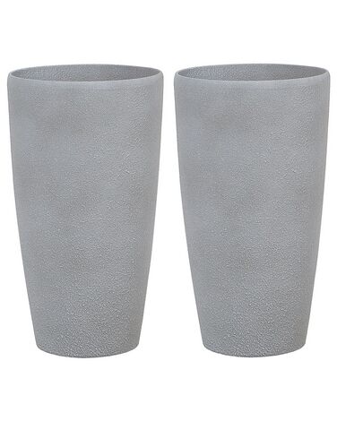 Conjunto de 2 vasos para plantas em pedra cinzenta 31 x 31 x 58 cm ABDERA