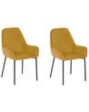 Conjunto de 2 sillas de comedor de pana amarillo mostaza/negro LOVERNA_914139